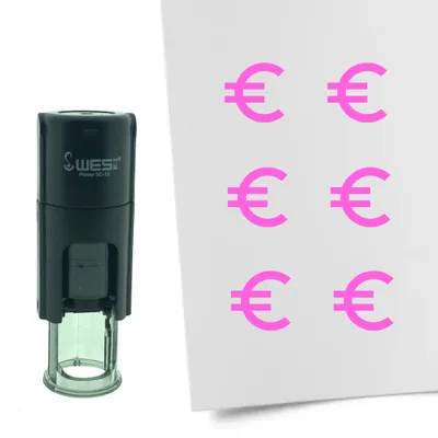 Zdjęcie produktu dla Pieczęć CombiCraft Znak Euro 10 mm okrągły - różowy tusz