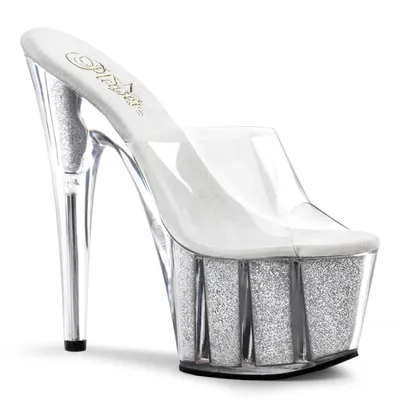 Produktbild von ADORE-701G Damen Slipper von Pleaser, Transparent Silber , EU 38, US 8