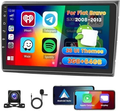 Obrázek produktu pro Android autorádio s 2+64G, určené pro modely vozů z let 2008-2013, s bezdrátovým CarPlay a Android Auto, 9palcovým 2DIN displejem, funkcí MirrorLink, Wi-Fi, GPS, Bluetooth, ekvalizérem, FM/RDS, ovládáním na volantu a kamerou pro couvání