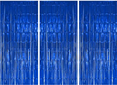 Produktbild von 3x Lametta Vorhang - blau - 91x244 cm
