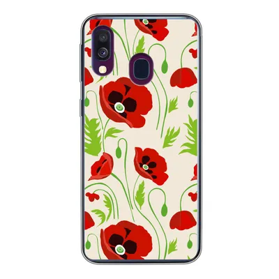 Produktbild von MuchoWow® Handyhülle Schutzhülle Hülle für Samsung Galaxy A40 Blumen - Mohn - Muster Silikon Softcase Handy Hülle - Handy-Tasche