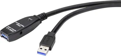 Produktbild von Renkforce USB-Kabel USB 3.2 Gen1 USB-A Stecker, USB-A Buchse 5.00 m Schwarz RF-4598344