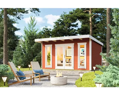 Produktbild von Gartenhaus Outdoor Life Sicily 1 inkl. Fußboden 430 x 440 cm schwedenrot