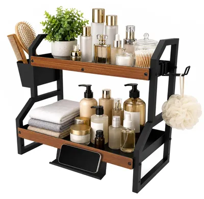 2-Etagen-Organizer mit Korb & Handyhalter, 43×22×38 cm