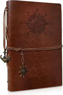Produktbild von Kunstleder Notizbuch A5 mit nachfüllbarem Kraftpapier Vintage Nachfüllbar Gebunden Schönes Reisetagebuch Tagebuch Ringbuch Skizzenbuch Vintage Notebook (A5 Braun)