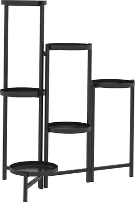 Obrázok produktu pre 6-stupňový stojan na rastliny s podnosmi, skladací stojan na kvety, kovový stojan na rastliny, viacstupňový stojan na kvety, 80 cm vysoké kvetinové schody do záhrady