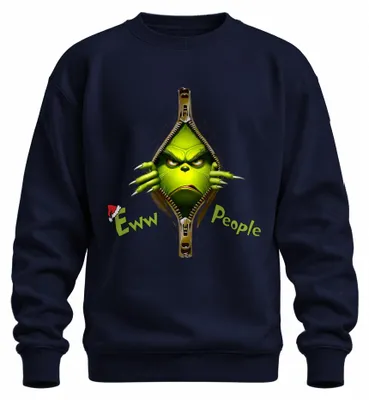 Obrázok produktu pre Grinch Eww People Mikina s zipsom na Vianoce, mrzutý Grinchmas, uni, tmavomodrá, 3XL