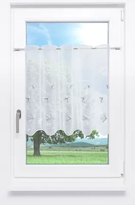 Produktbild von Scheibengardine Lysel - Ginkgoblatt  (Bx H) 160cm * 60cm Grau/Grau