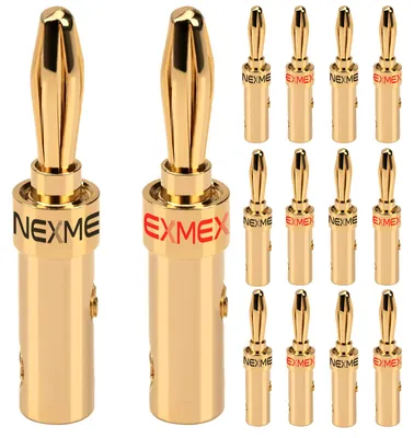 Produktbild von Bananenstecker 4mm schraubbar vergoldet 14x NEXMEX Stecker für Lautsprecherkabel