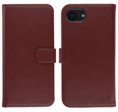 Imagen del producto de Funda de Cuero Auténtico tipo Libro para Apple iPhone 17e / 16e - Burgundy, Imagen generada por IA