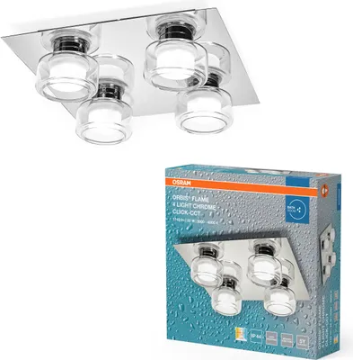 Image de OSRAM ORBIS Flame Applique et plafonnier avec LED, chrome, 22W, 1400lm, 3000/4000K, température de couleur réglable via l'interrupteur mural (blanc froid et blanc chaud), IP44 protection contre les corps étrangers et les projections d'eau
