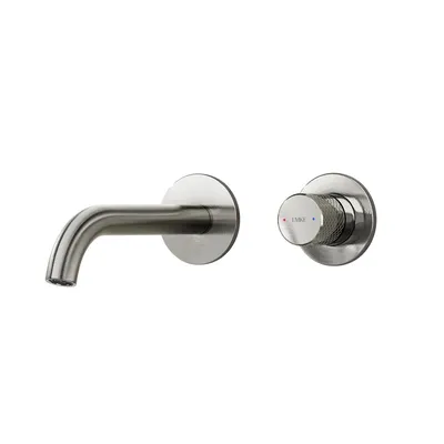 Produktbild von EMKE Unterputz-Wandarmatur Anthrazit – 360° schwenkbar, 2-Loch Badarmatur aus Messing, Wandmontage für Waschbecken, 288×210×70 mm