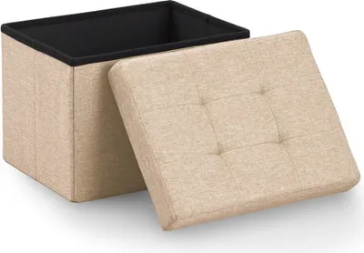 Produktbild von Blumtal Sitzbank mit Stauraum - Truhenbank mit Stauraum 41x31x31cm - Sitztruhe mit Stauraum Beige