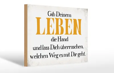 Produktbild von Holzschild Spruch 30x20cm gib deinem Leben die Hand