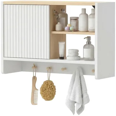 Produktbild von Badezimmerschrank – Badezimmer-Wandschrank – Badezimmer-Aufbewahrungsschrank – Wandmontierter Aufbewahrungsschrank – 60 x 20 x 40 cm – Weiß