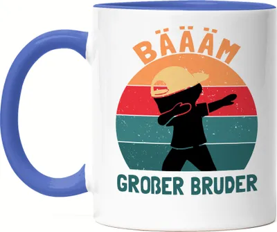 Produktbild von Bäääm! Großer Bruder Tasse Blau Geschenk Ankündigung Dab Geburt Babynews