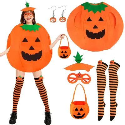 Zdjęcie produktu dla Kostium dyni na Halloween dla dorosłych (składający się z 6 elementów)