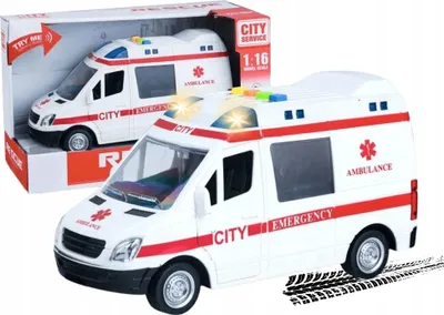 Produktbild von Rettungswagen Rettungswagen 1:16 mit Licht- und Soundeffekten zum Öffnen von Türen - realistischer Spaß für Kinder!