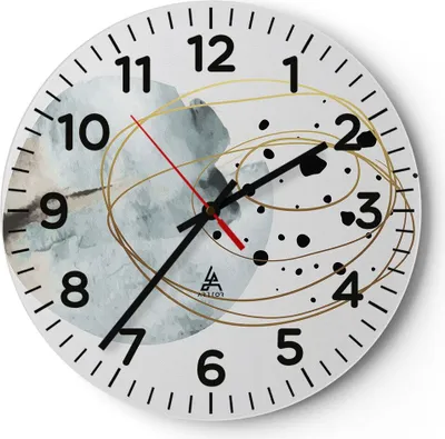 Produktbild von Wanduhr - Rund - Glasuhr - Modern Abstraktion Flecken - 40x40cm - Schleichendes Uhrwerk - Lautlos - zum Aufhängen bereit - Dekoration Modern - Wanddekoration aus Glas - C4AR40x40-4782