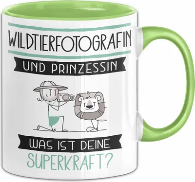 Produktbild von Wildtierfotografin Und Prinzessin Tasse Geschenk Für Eine Wildtierfotografin Geburtstag Was Ist Deine Superkraft (Grün)