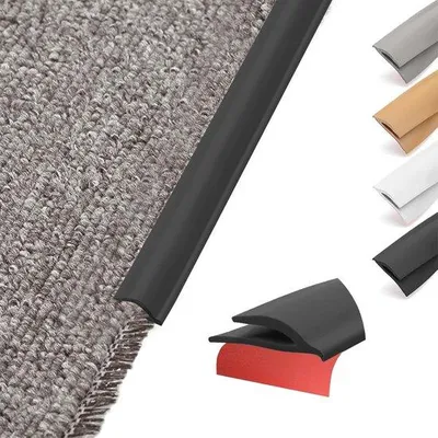 Obrázok produktu pre Čierna PVC prechodová lišta, samolepiaca, pre koberce a podlahy, 3 m