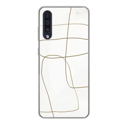Produktbild von MuchoWow® Handyhülle Schutzhülle Hülle für Samsung Galaxy A50 Kunst - Braun - Weiß - Abstrakt Silikon Softcase Handy Hülle - Mobiltelefonhülle