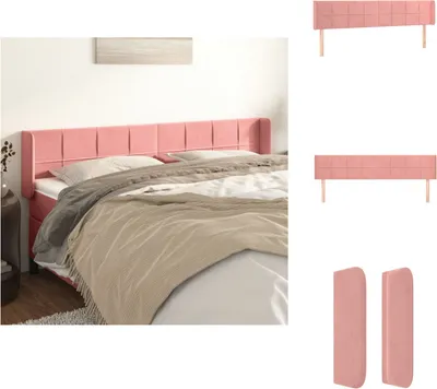Produktbild von vidaXL Kopfteil mit Ohren Rosa 163x16x78/88 cm Samt -  Kopf- & Fußenden