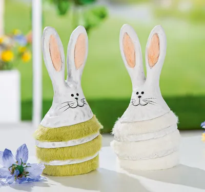Produktbild von Gilde Figur, Hase, "Funny", Keramik, grün, weiß, L. 7.5 cm, B. 8.5 cm, H. 18.5 cm 58380 4063387583807 2 Stück (2-fach sortiert)