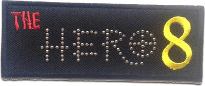 Obrázok produktu pre Logo hrdinu 8 - záplata, nažehľovacia, nažehľovacia záplata, nášivka, nažehľovacia, veľkosť: 11,8 x 4,5 cm