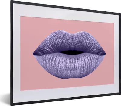 Produktbild von MuchoWow® MuchoWow® Gerahmtes Poster Lippen - Pastell - Rosa 40x30 cm - Poster mit zchwarzem Bilderrahmen - Bilderrahmen - Poster im Rahmen