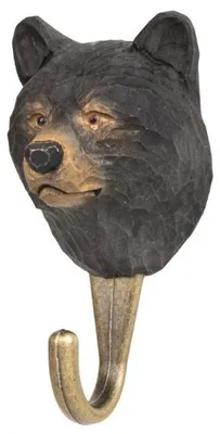 Immagine prodotto di Gancio a forma di orso nero per appendere abiti, ideale per un giardino a tema naturalistico