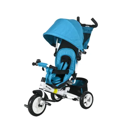 Produktbild von Kinderdreirad 6 in 1 mit Schubstange Rückenkorb Becherhalter und Sonnendach Dreirad Kinderwagen Kinderfahrrad für 1-5 Jahre Kinder Blau