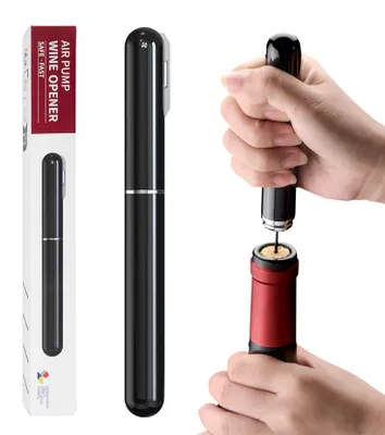 2-in-1 Luftdruck Weinöffner mit Folienabschneider, Schwarz