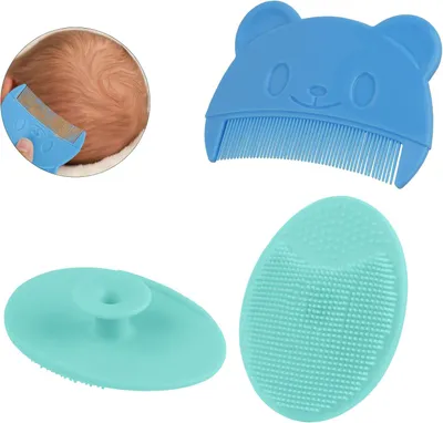 Image de Aolso : Set de 2 brosses et peignes pour bébé - Brosse à cheveux pour bébé, peigne pour bébés et jeunes enfants - Brosse à shampooing ovale