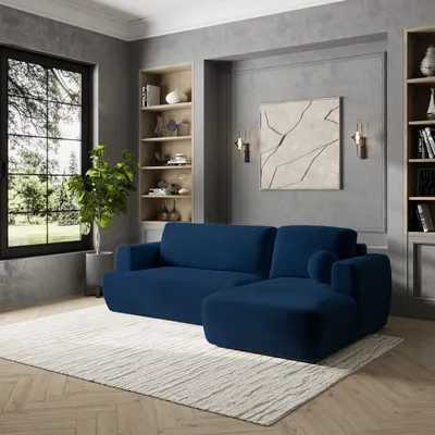 Produktbild von Masseno Ecksofa SENTI K R-S mit Schlaffunktion L-Form, Sofa mit Bettkasten, Wohnzimmersofa, Couch, Soffa, Bettsofa, Couchgarnitur- Blau, KRONOS 09