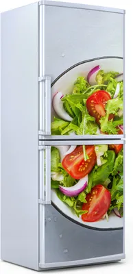 Produktbild von Kühlschrankdekoration  60x180 cm  Aufkleber auf dem Kühlschrank - Grün vegan Salat