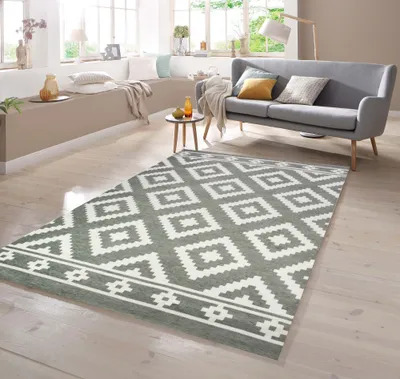 Produktbild von Teppich Marokkanisches Muster in grau weiß Größe - 160 x 230 cm
