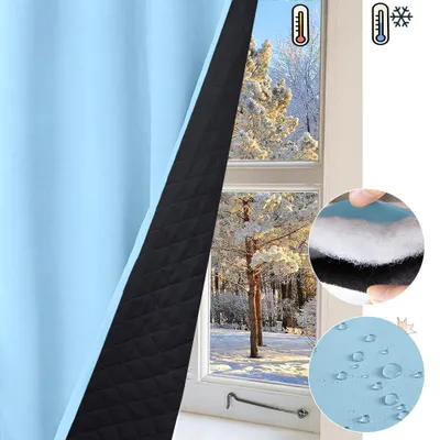 Immagine prodotto di 1x Tenda termica da esterno contro il freddo e il caldo – Tenda per porte, impermeabile, tenda oscurante con occhielli per giardino e terrazza, tenda per finestre, 132x213 cm
