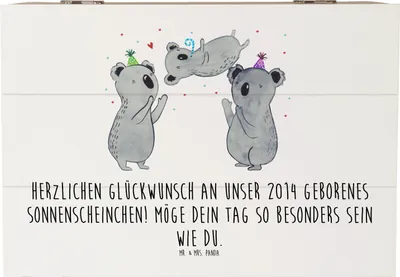 Produktbild von Mr. & Mrs. Panda Geschenkbox 2014 Geburtstag Sonnenschein 22 x 15 cm - Weiß - Geschenk, Box, Geburtstagsgeschenk, Alter, Sonnenscheinchen, Kiste, geschenkkiste, Holzbox