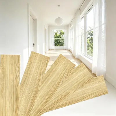 Image de QEENTOE : Dalles de sol en PVC vinyle adhésives, pose facile, imperméables et antidérapantes, imitation bois jaune (18 pièces, 2,51 m²)