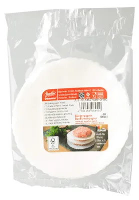 Hamburgerpapier Ø 13 cm, 60 Stück, Backpapier, Trennblätter