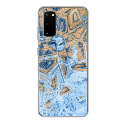 Produktbild von MuchoWow® Handyhülle Schutzhülle Hülle für Samsung Galaxy S20 Marmor - Farbe - Gold - Blau Silikon Softcase Handy Hülle - Bild