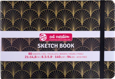 Produktbild von Talens 9314155M, Schwarz, Gold, A5 (148 x 210 mm), 140 g/m², 80 Blätter