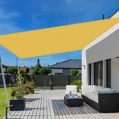 Produktbild von Rechteckiges Sonnensegel 1.5 x 2.6 m UV-Schutz 95% Creme inkl. Seile für Terrasse Balkon Garten