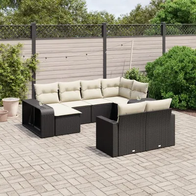 Produktbild von 10-tlg. Garten-Sofagarnitur - mit Kissen Schwarz Poly Rattan - Sitzgruppe 3261286