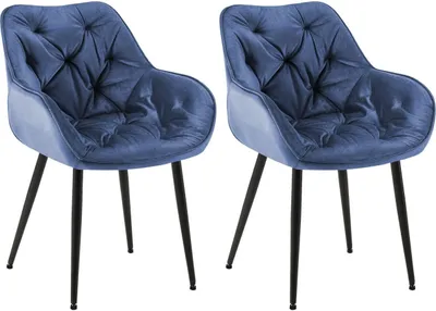 Produktbild von 2er Set Stuhl Tanna Samt blau