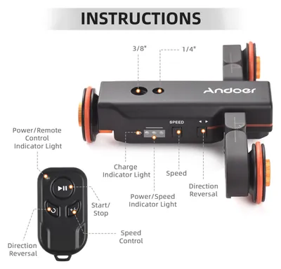 Obrázek produktu pro Andoer Motorizovaný kamerový video panáček se stupnicovým displejem, automatický panáček, motorizovaný video slider skater, 3 nastavitelné rychlosti s dálkovým ovládáním 2,4 G, náhrada držáku telefonu pro iPhone 15/14/13 pro Canon Nikon Sony DSLR fotoaparát