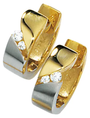 Produktbild von 12,8mm Creolen Creole Ohrringe mit Zirkonia 333 Gold Gelbgold Damen