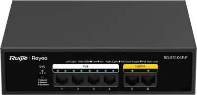 Immagine prodotto di Switch non gestito Reyee PoE 6x RJ45 10/100Mbps 4x PoE+ 2x Uplink