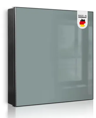 Produktbild von banjado Schlüsselkasten aus Metall, 30x30cm groß mit 32 Haken, als Magnettafel nutzbar, Korpus schwarz, Anschlag rechts, Grau [SKG1-0028]